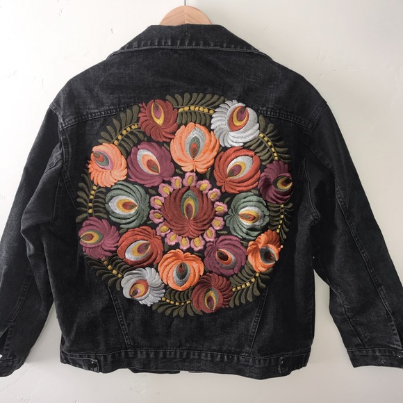 RELISTED Boho Embroidered Oversized Embroidered Jean Jacket - Picture 10 of 14